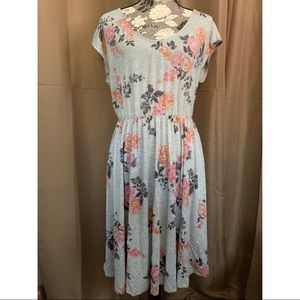 Torrid gray floral jersey dress plus size 1 EUC